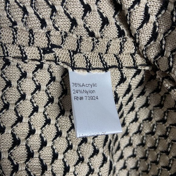 Ming Wang Womens Medium Beige & Black Textured Knit Open Front Jacket - Picture 14 of 15